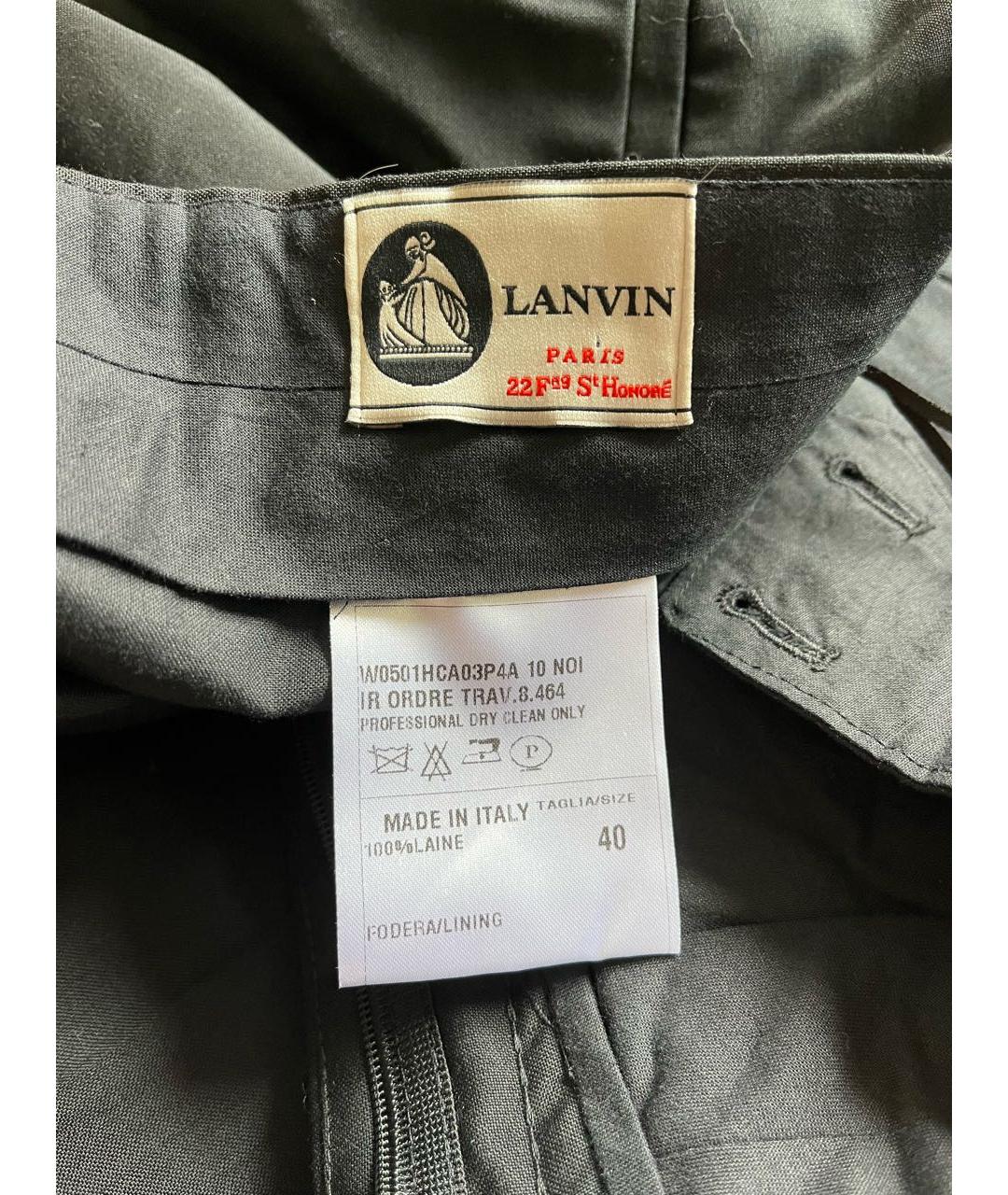 LANVIN Черные шерстяные брюки узкие, фото 6