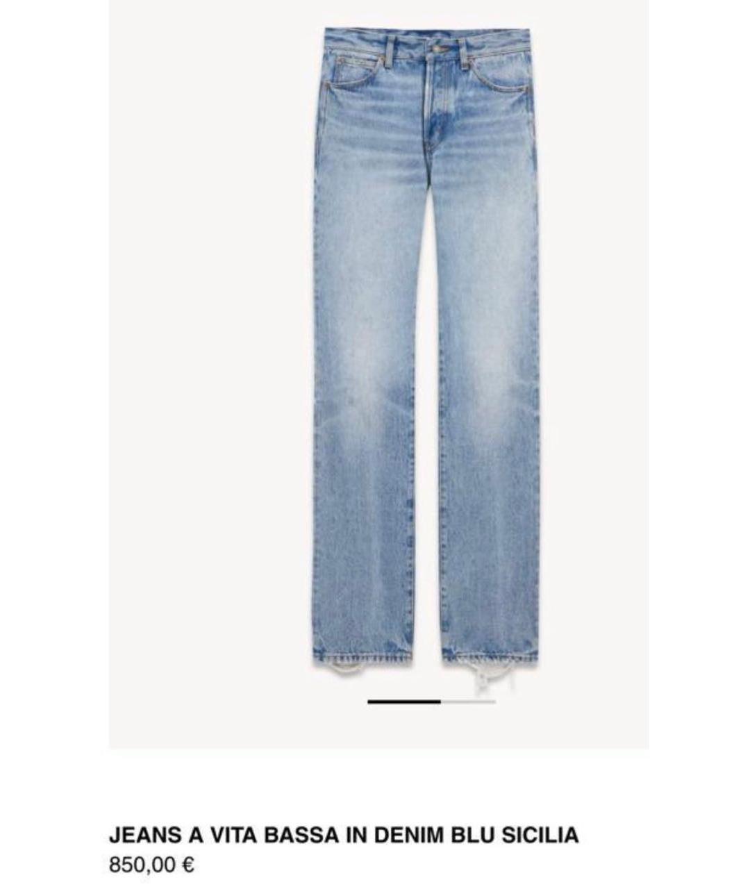 SAINT LAURENT Голубые хлопковые прямые джинсы, фото 5