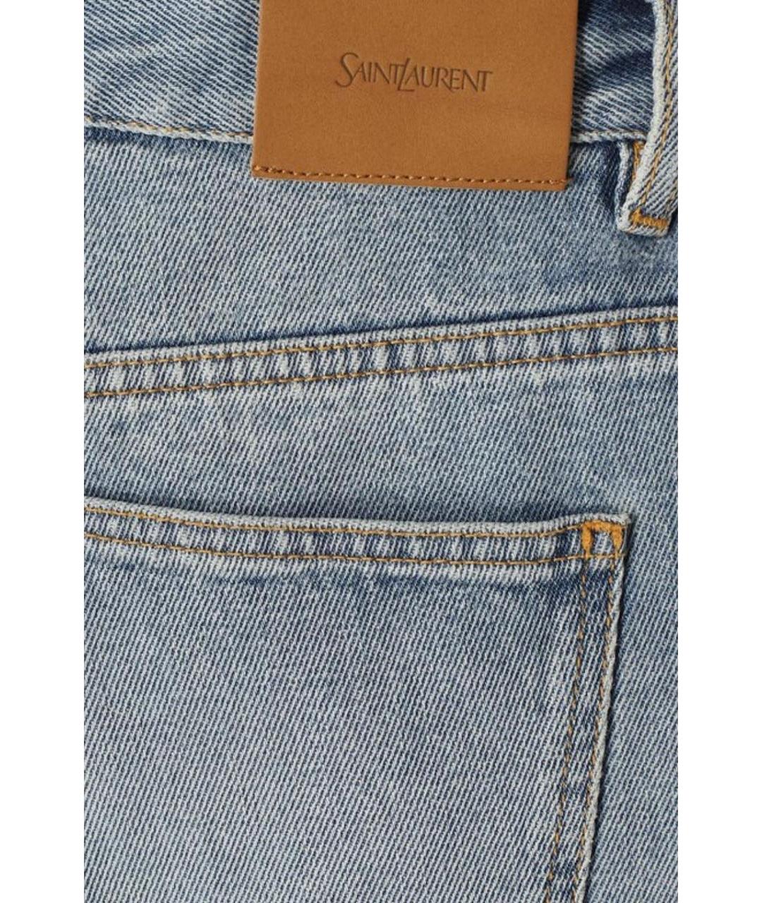 SAINT LAURENT Голубые хлопковые прямые джинсы, фото 6