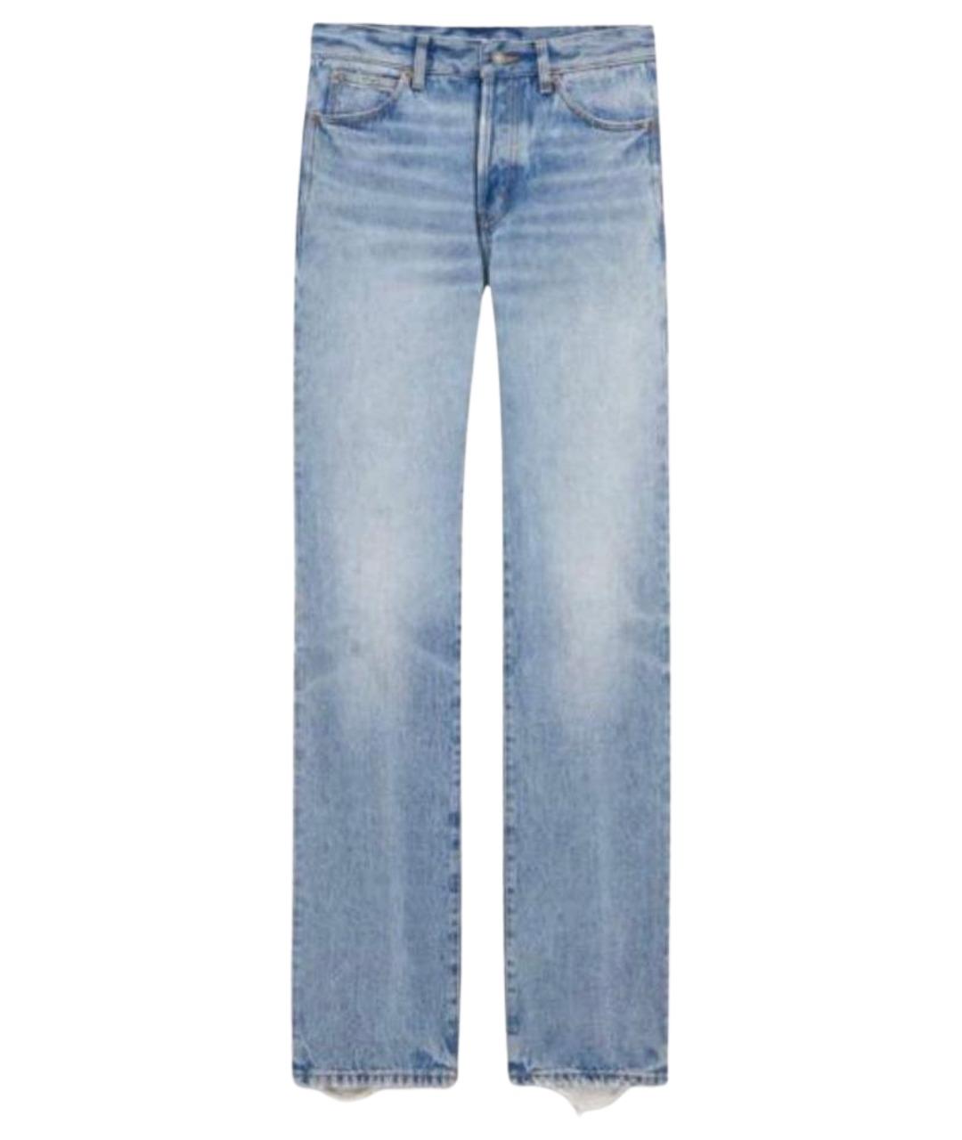 SAINT LAURENT Голубые хлопковые прямые джинсы, фото 1