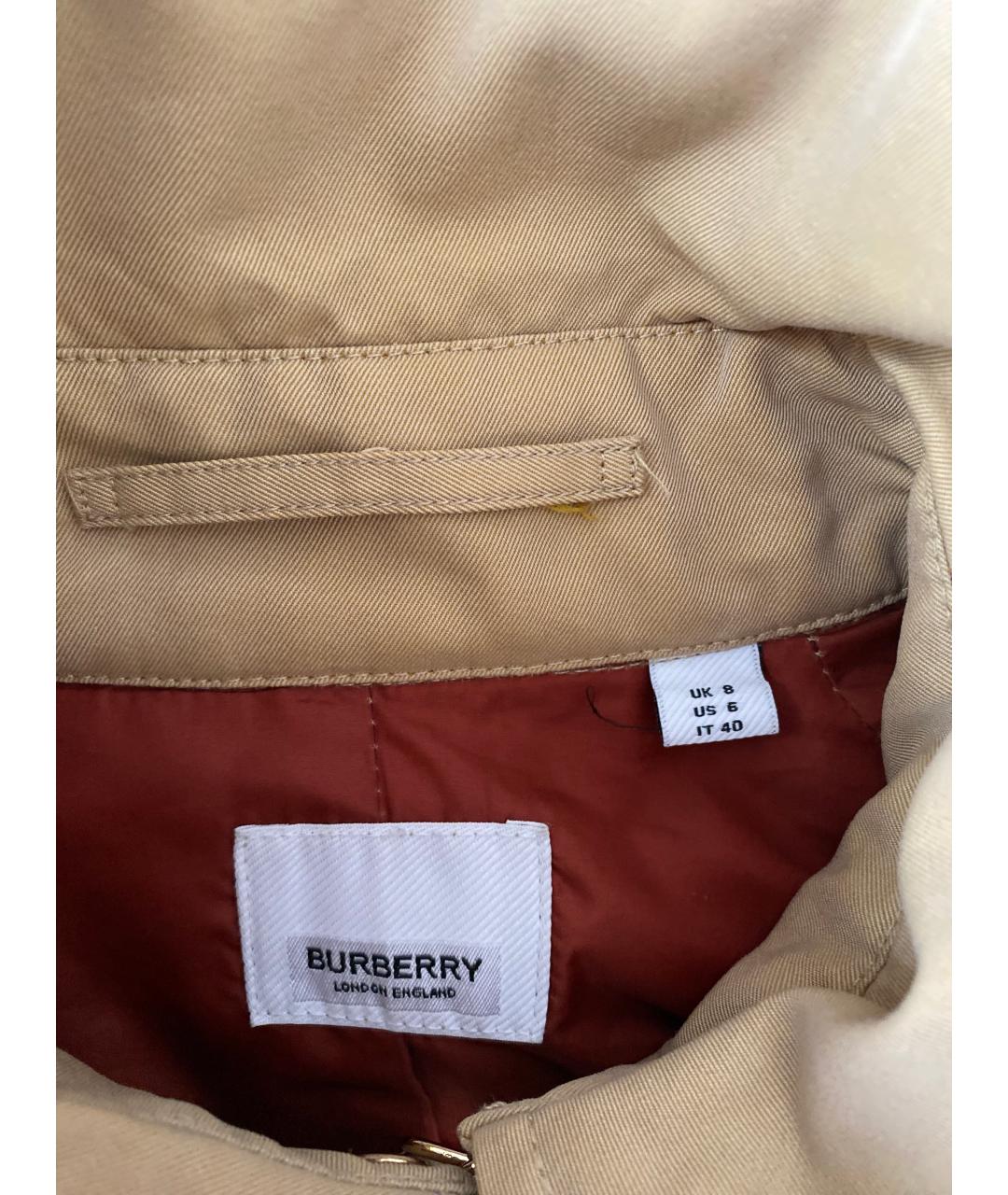 BURBERRY Бежевый хлопковый тренч/плащ, фото 3