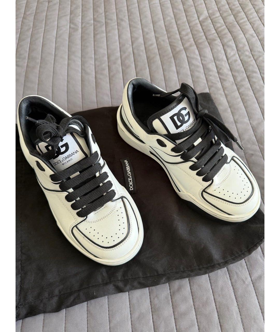 DOLCE&GABBANA Белые кожаные кеды, фото 2