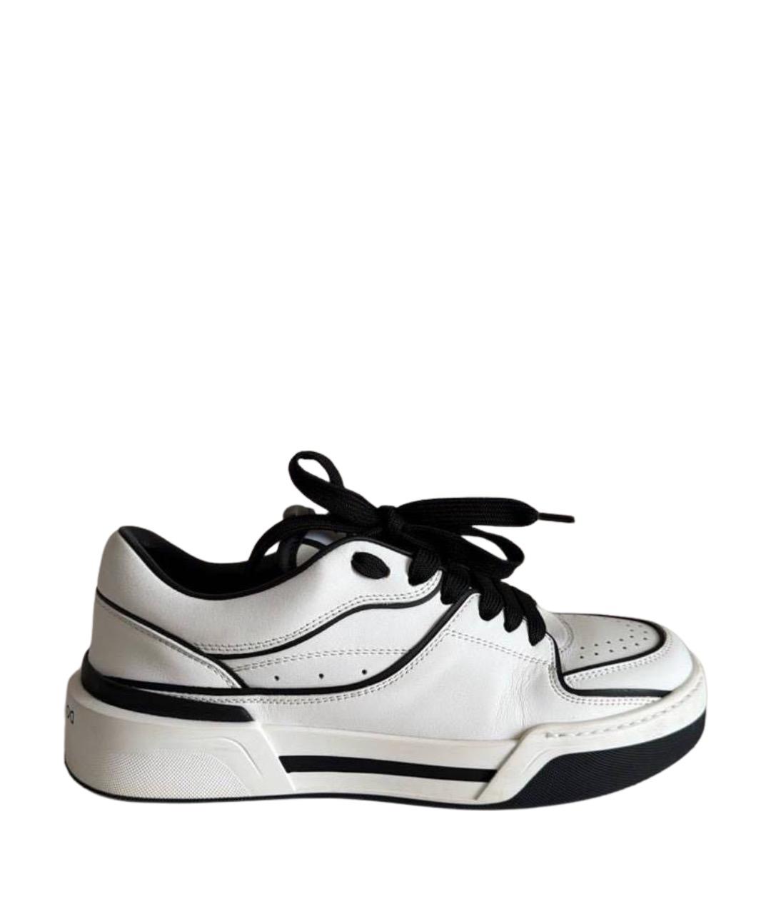 DOLCE&GABBANA Белые кожаные кеды, фото 1