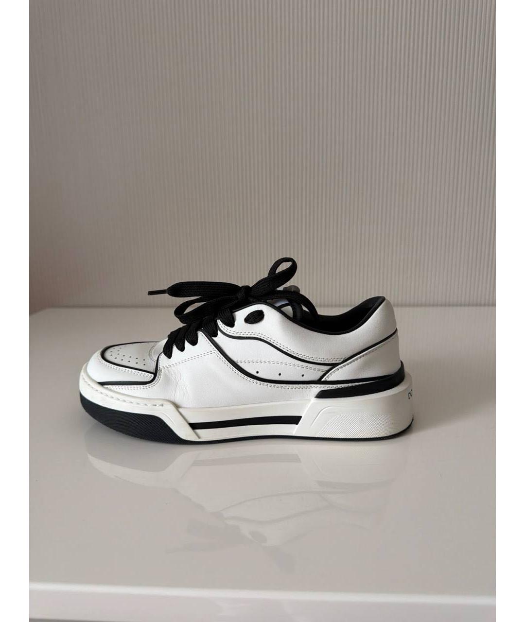 DOLCE&GABBANA Белые кожаные кеды, фото 9