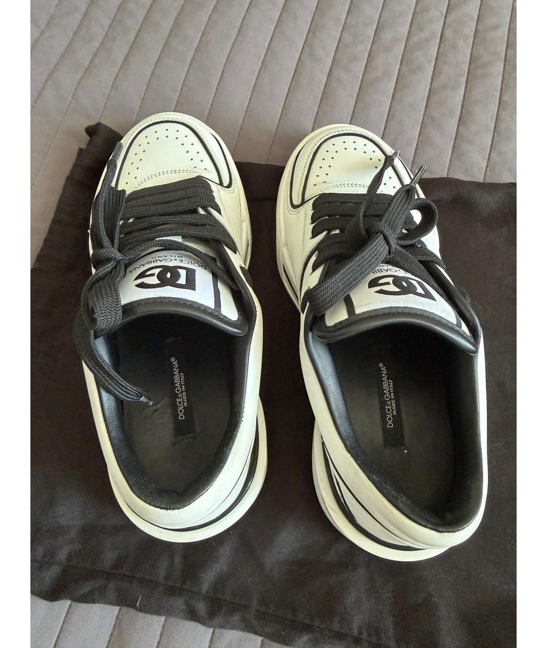 DOLCE&GABBANA Белые кожаные кеды, фото 5