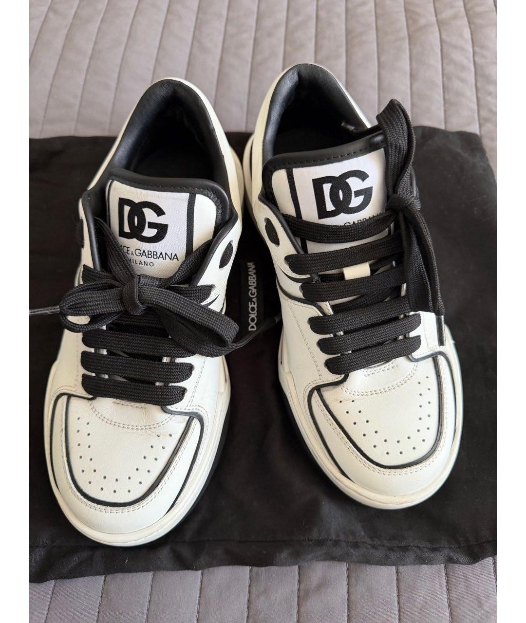 DOLCE&GABBANA Белые кожаные кеды, фото 3