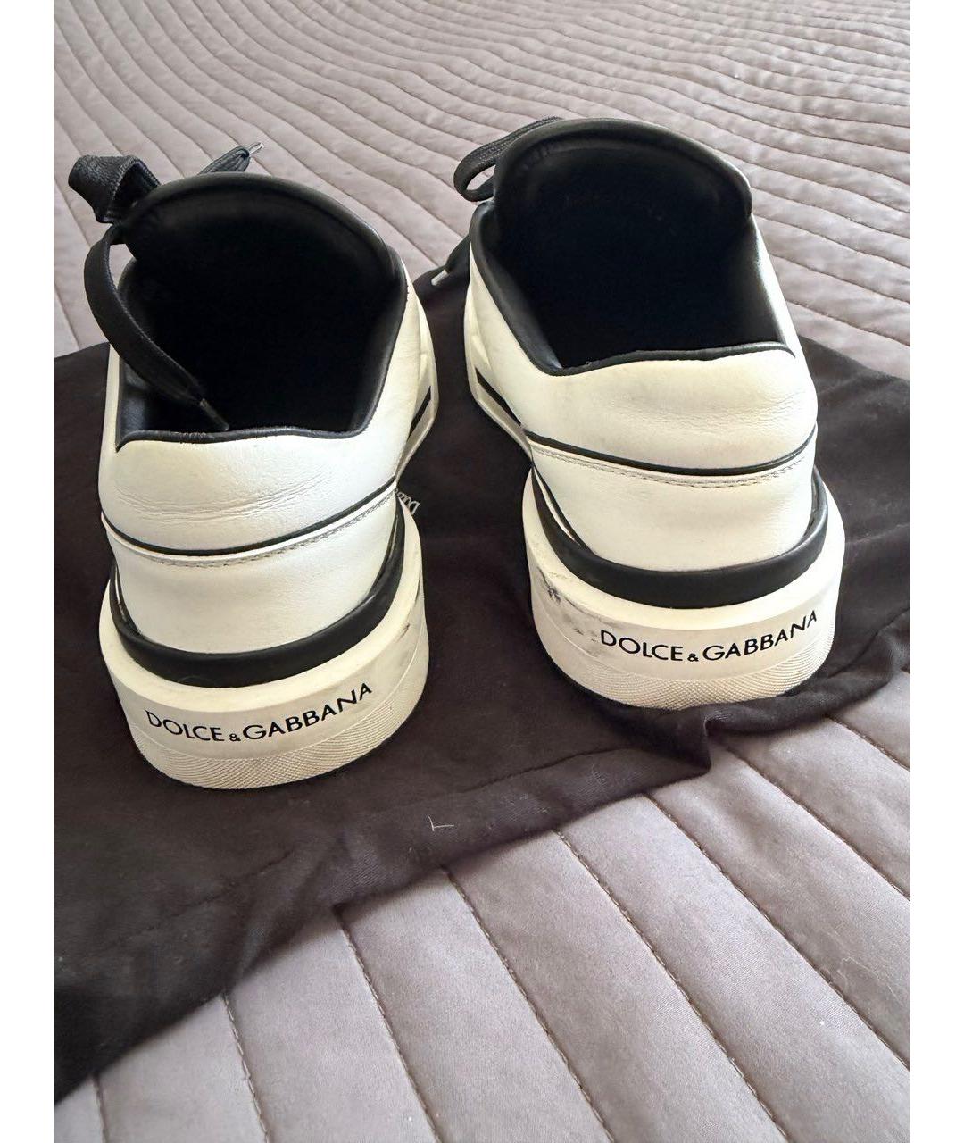 DOLCE&GABBANA Белые кожаные кеды, фото 4