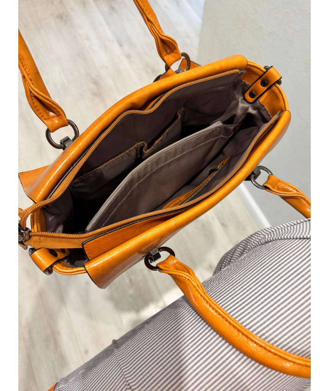 CHLOE Оранжевая кожаная сумка тоут, фото 3