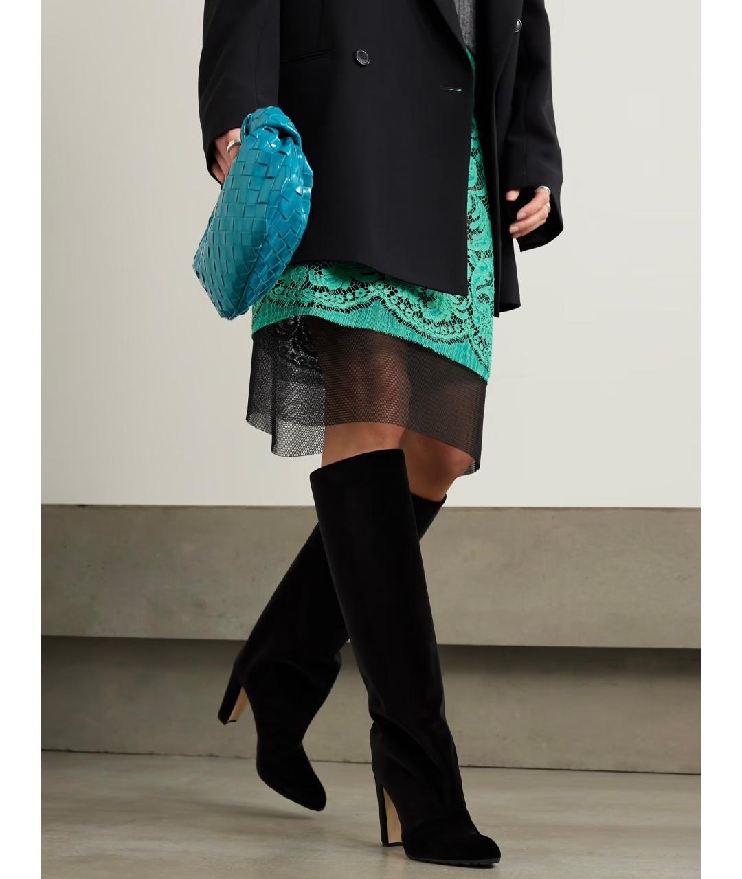 MANOLO BLAHNIK Черные бархатные сапоги, фото 2