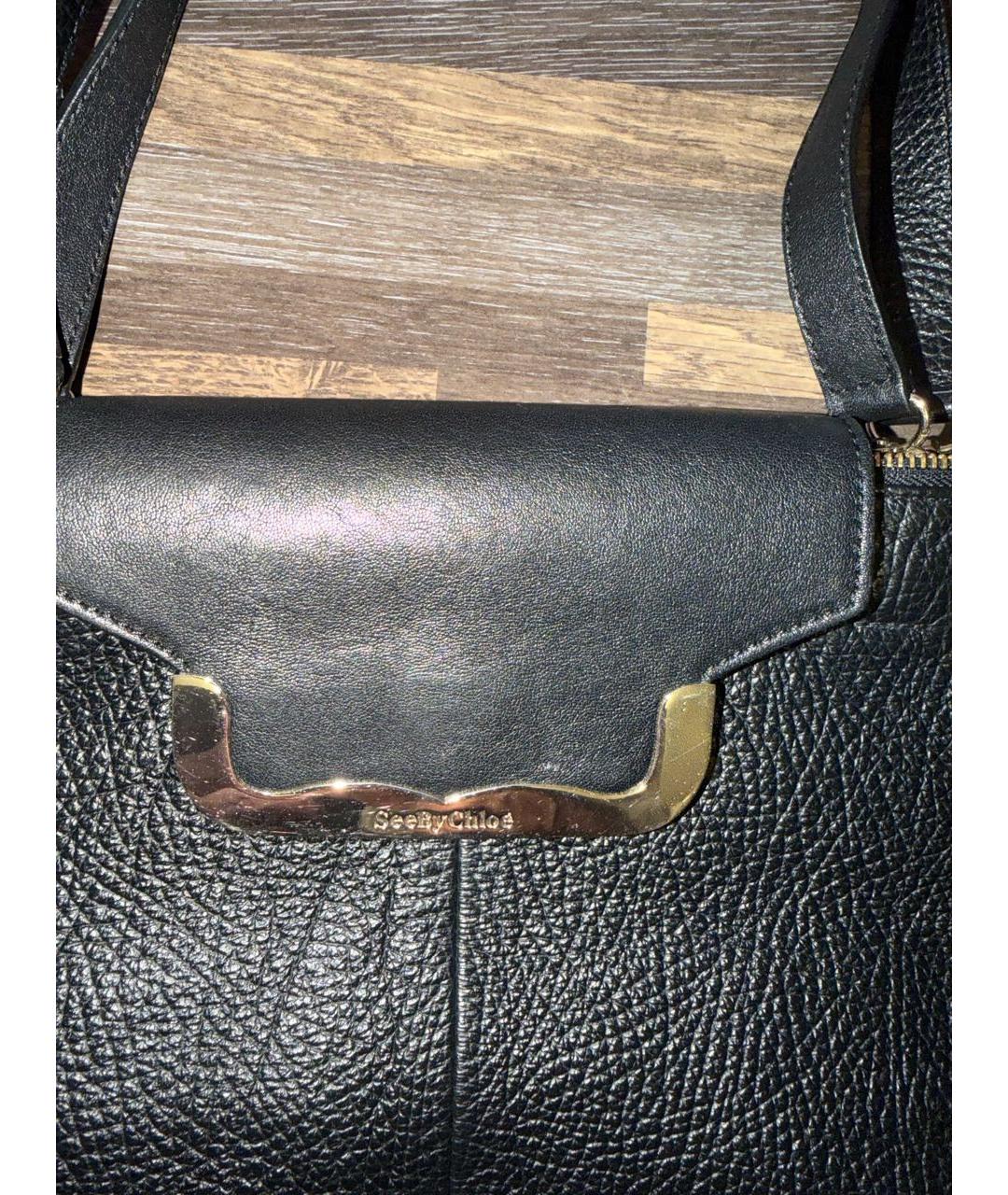 CHLOE Черная кожаная сумка с короткими ручками, фото 8