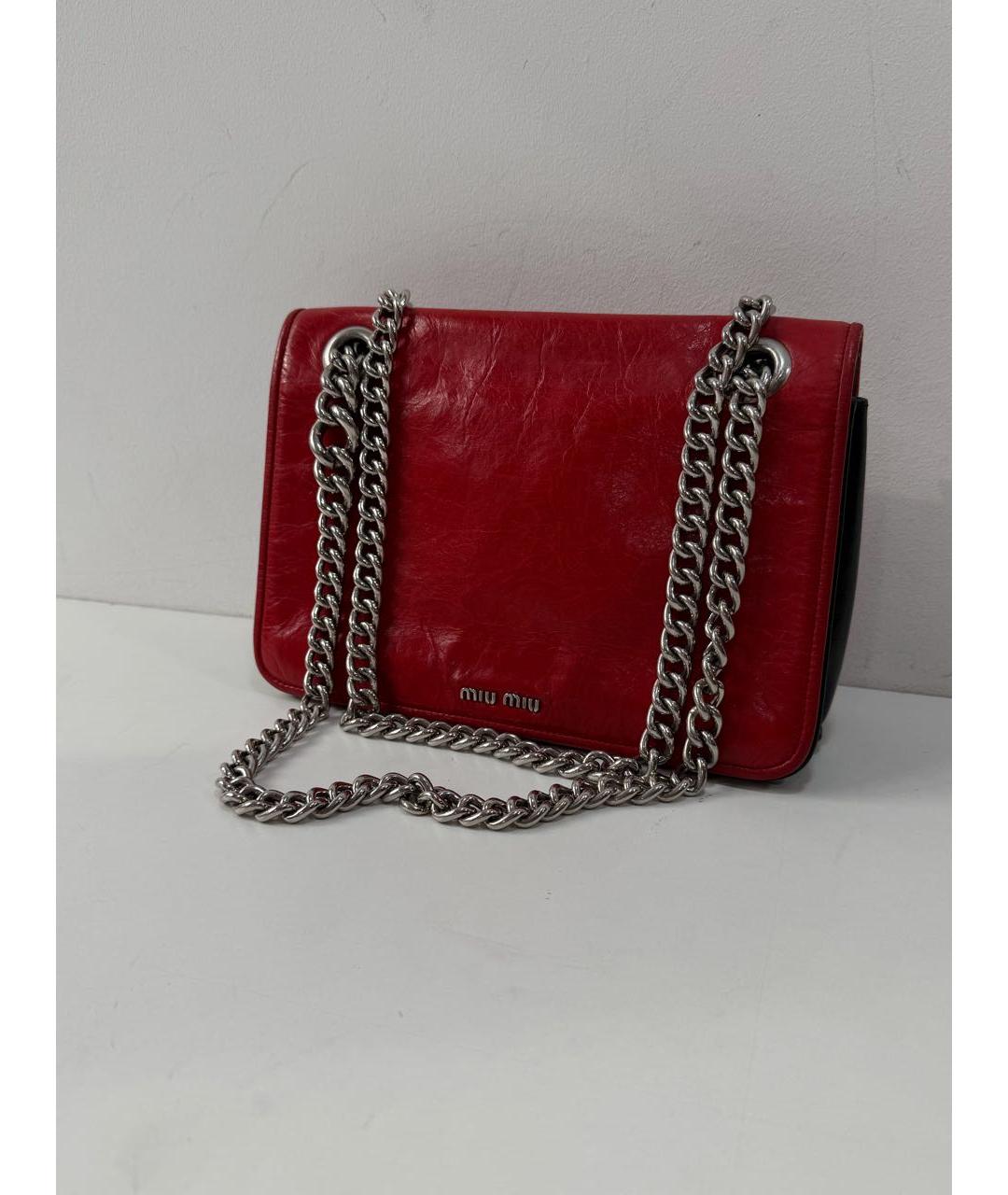 MIU MIU Красная кожаная сумка через плечо, фото 2