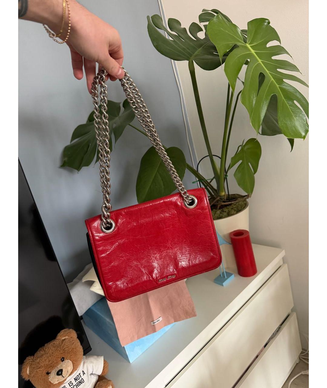 MIU MIU Красная кожаная сумка через плечо, фото 5