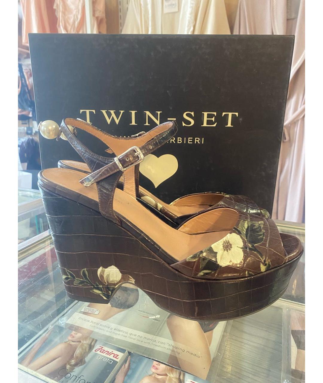 TWIN-SET Коричневые босоножки, фото 7