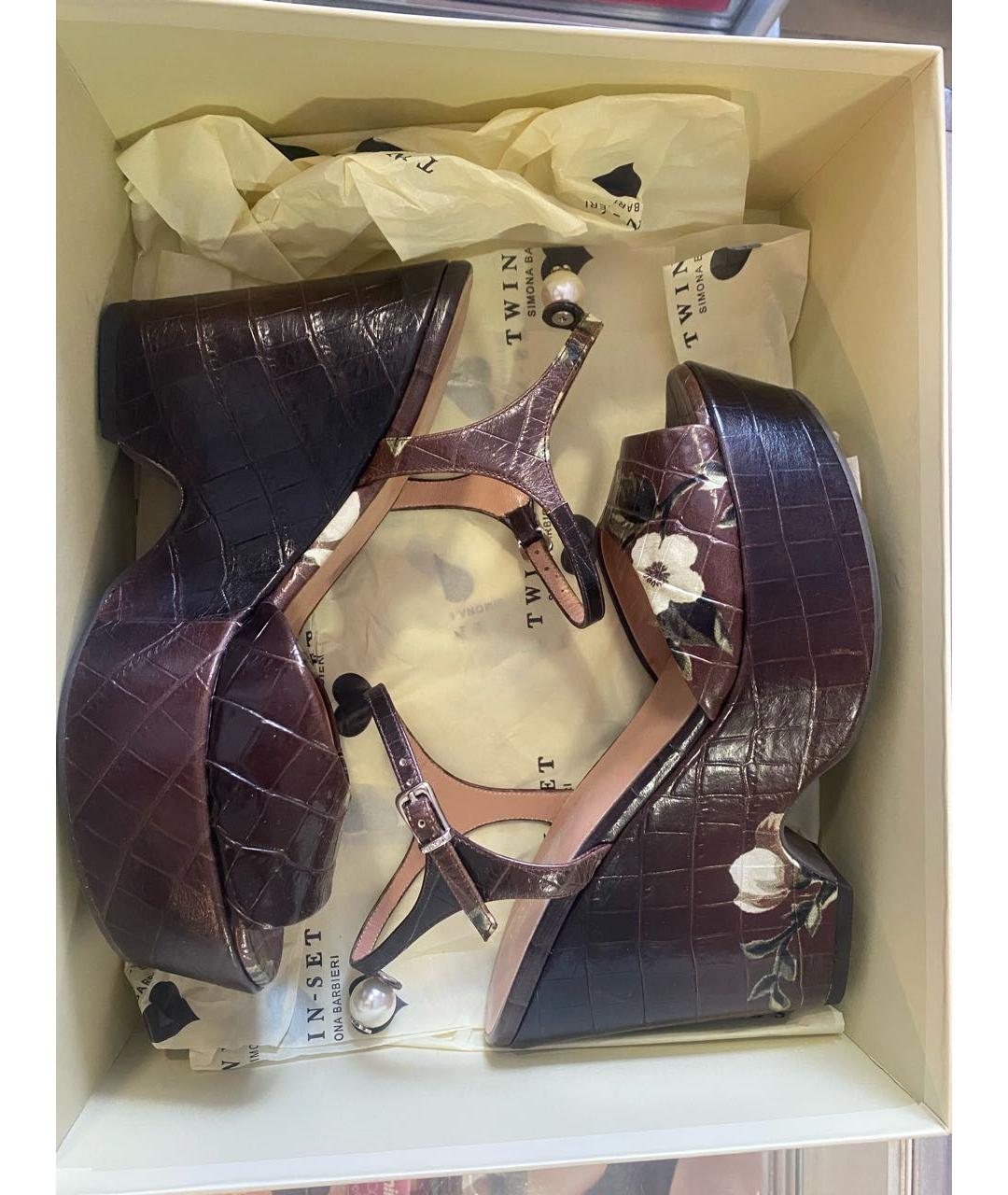 TWIN-SET Коричневые босоножки, фото 5