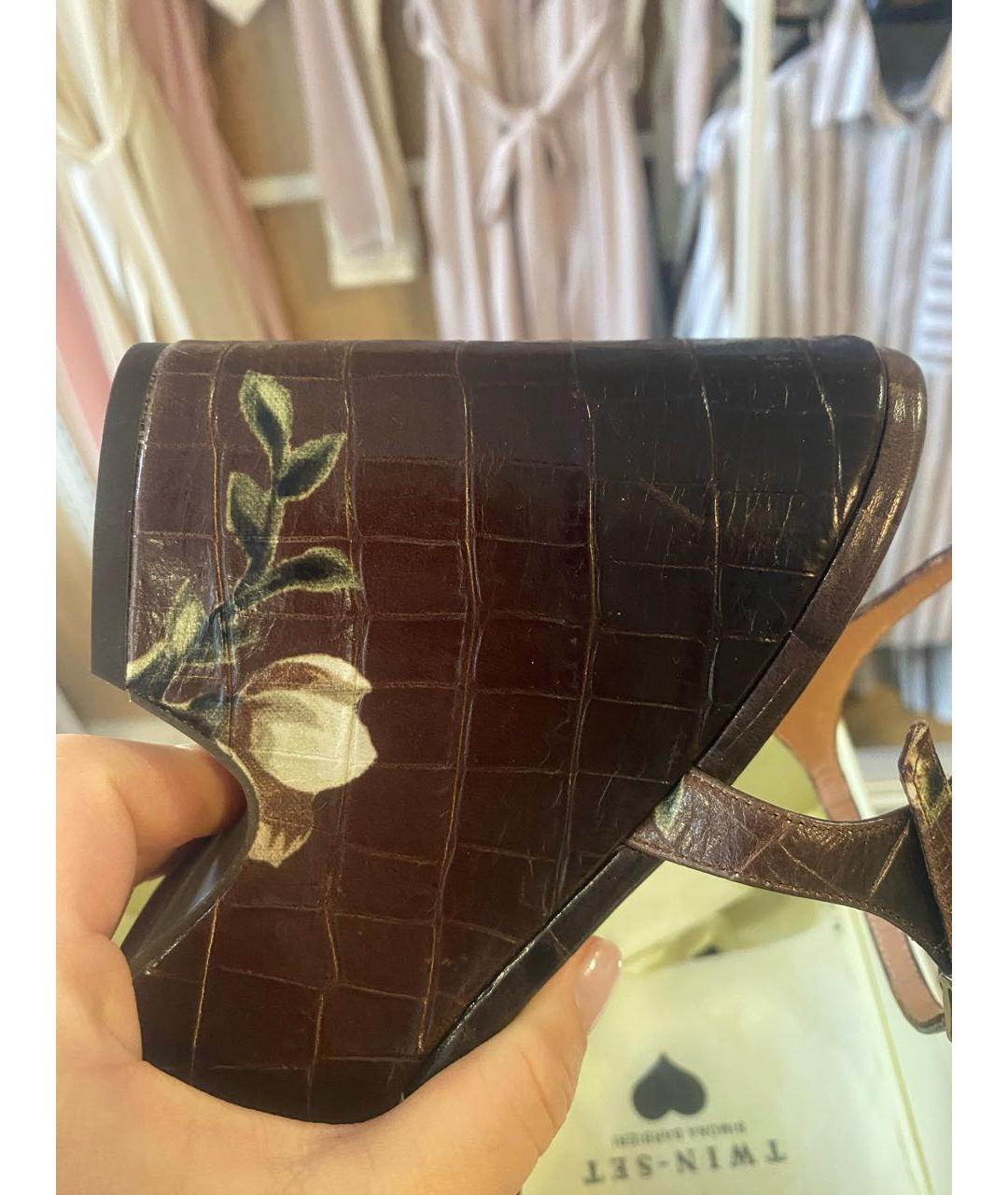 TWIN-SET Коричневые босоножки, фото 6