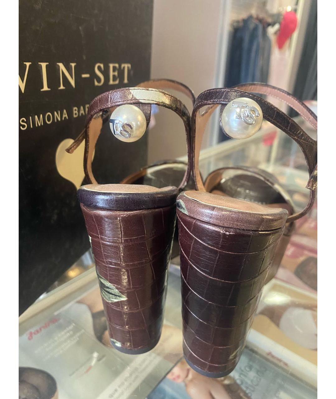 TWIN-SET Коричневые босоножки, фото 2