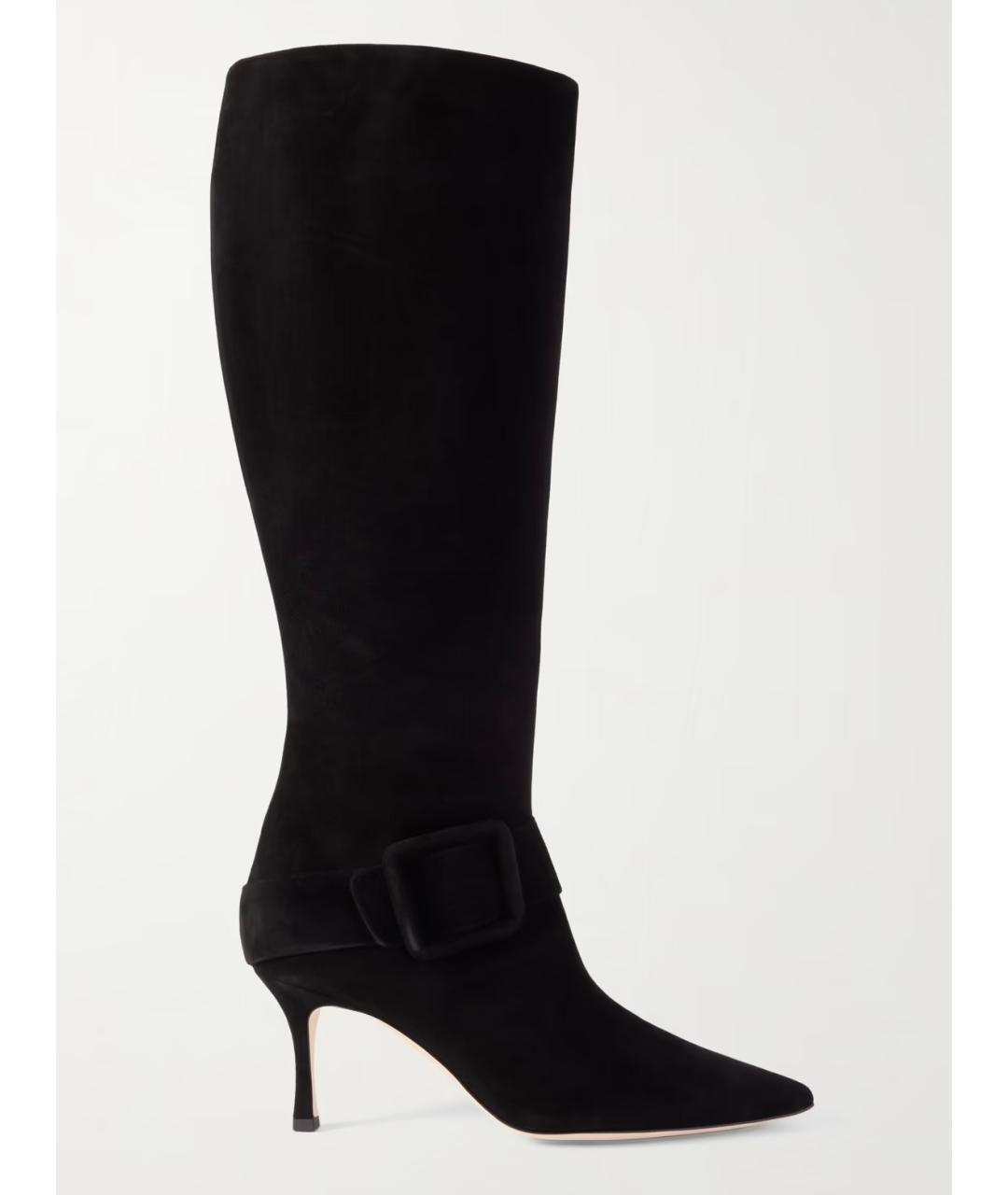 MANOLO BLAHNIK Черные замшевые сапоги, фото 5