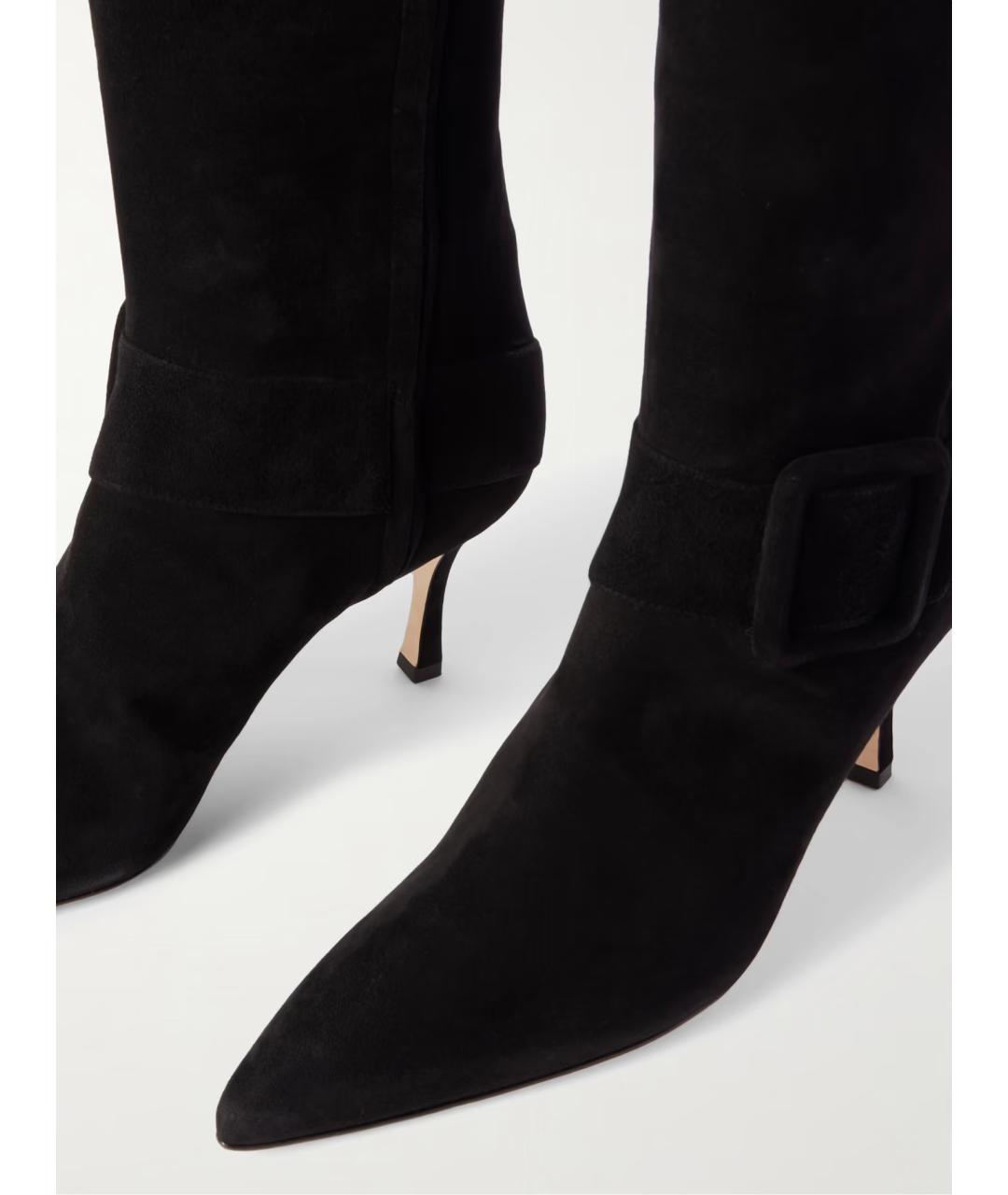 MANOLO BLAHNIK Черные замшевые сапоги, фото 4