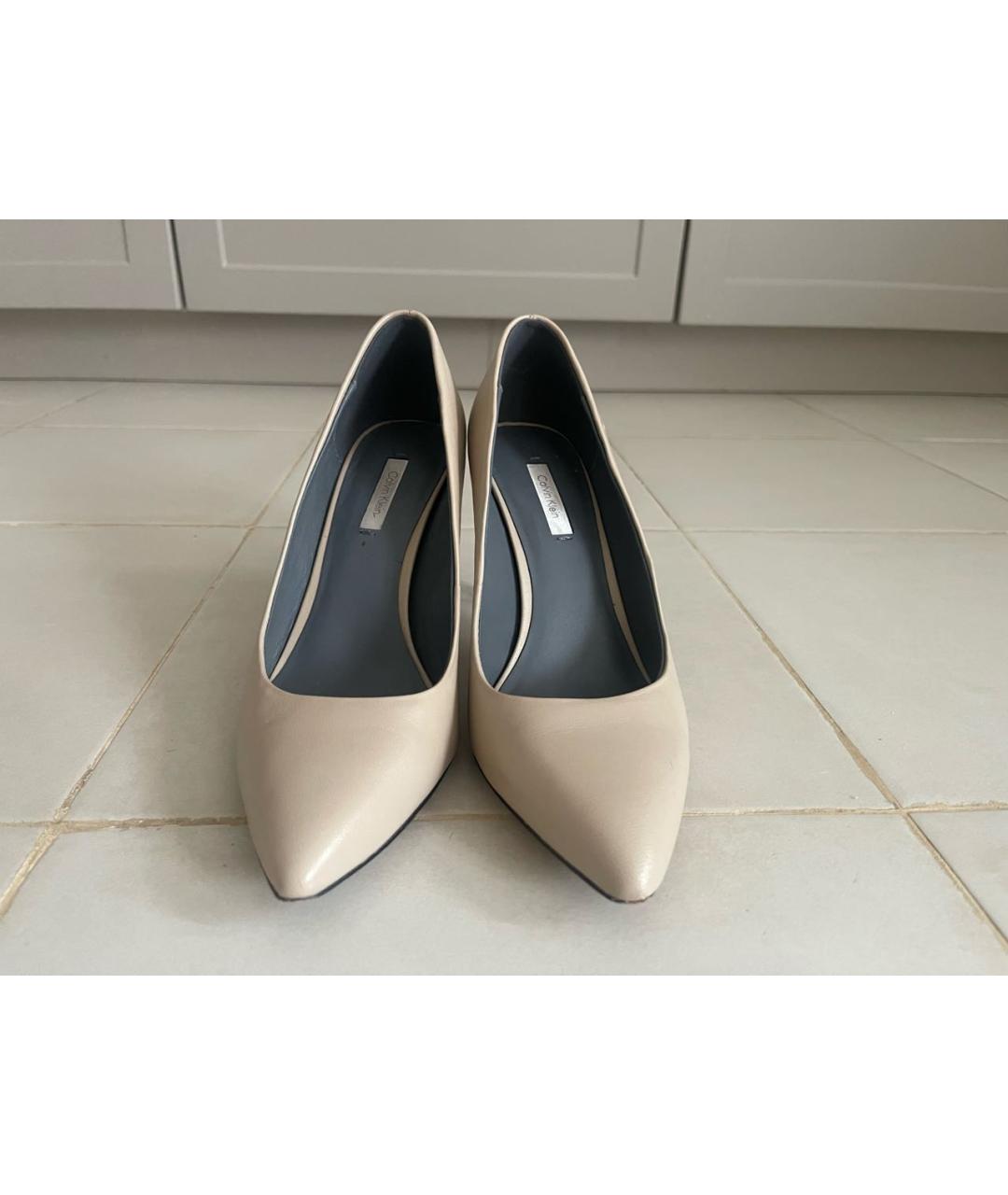 CALVIN KLEIN Бежевые кожаные туфли, фото 2