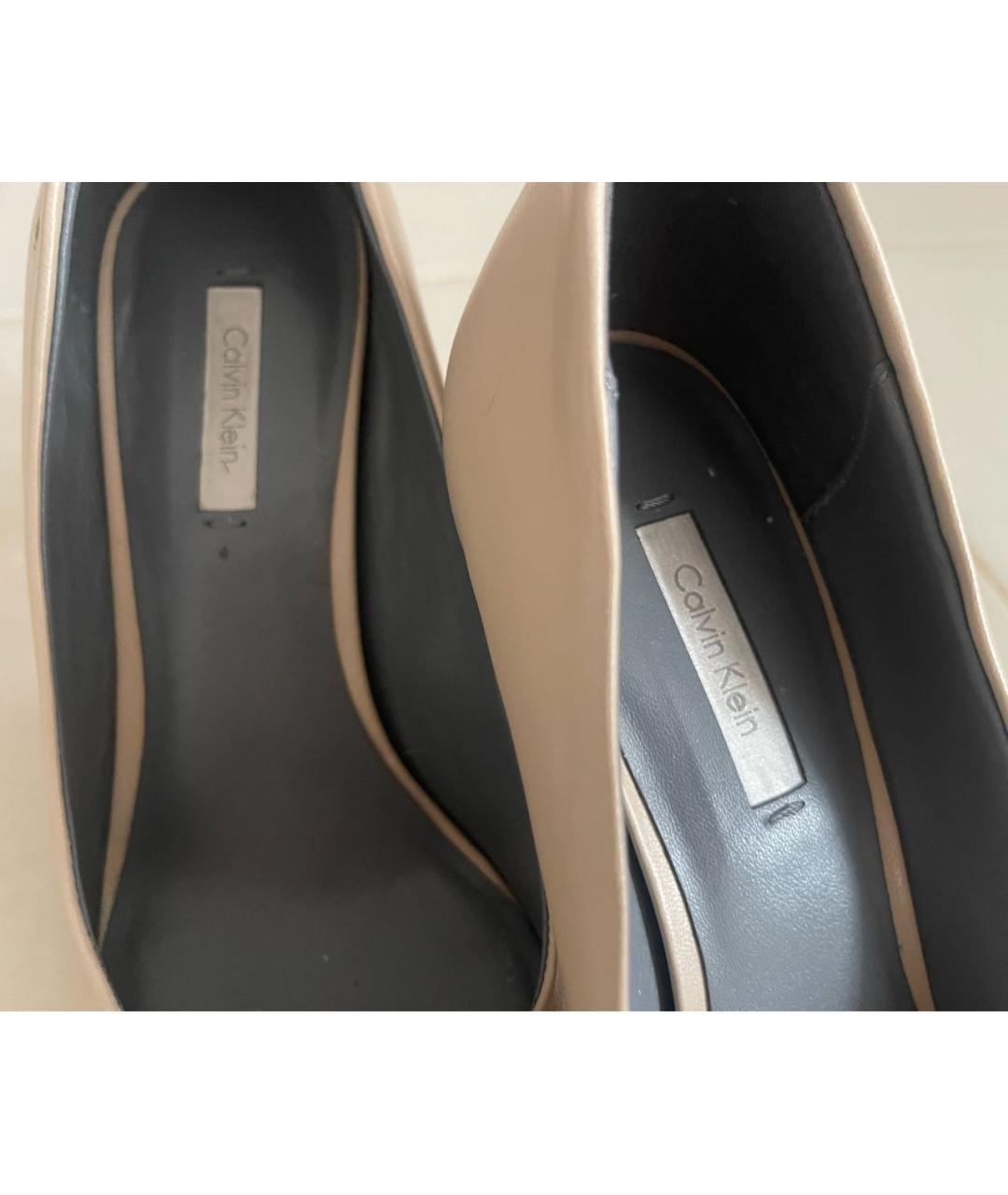 CALVIN KLEIN Бежевые кожаные туфли, фото 4