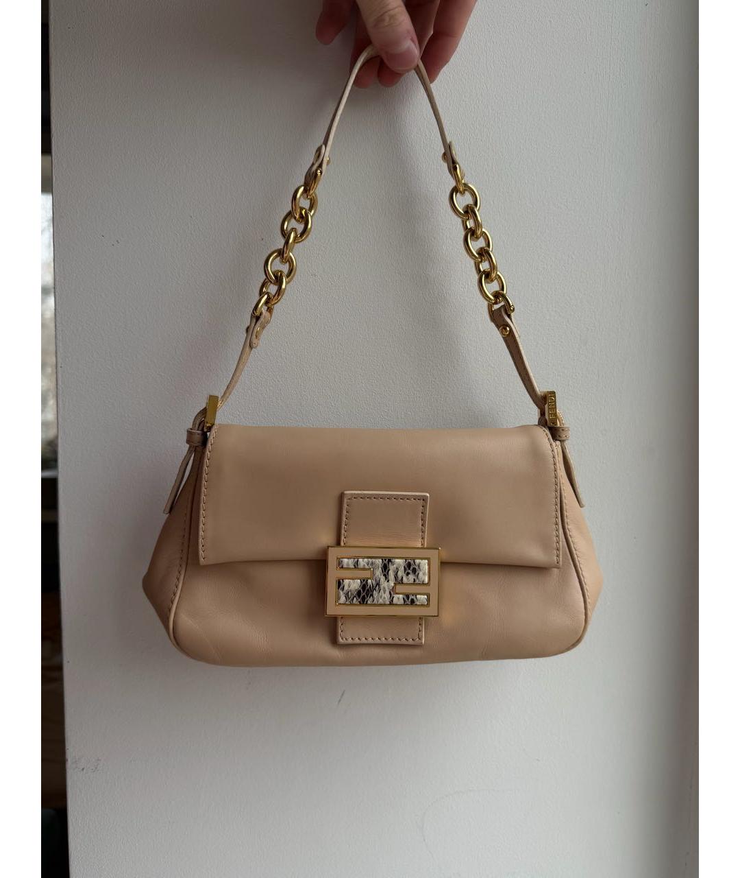 FENDI Бежевая кожаная сумка через плечо, фото 8