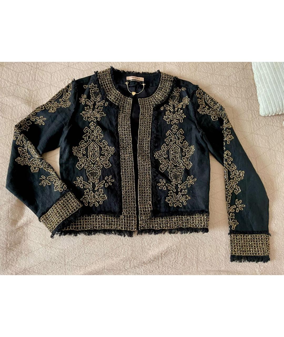 TWIN-SET Черный льняной жакет/пиджак, фото 2