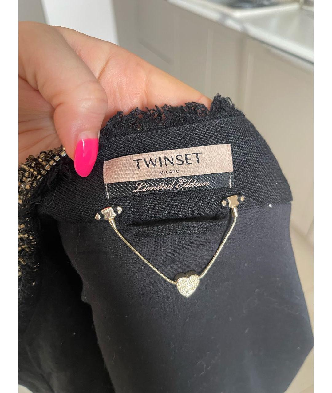 TWIN-SET Черный льняной жакет/пиджак, фото 5