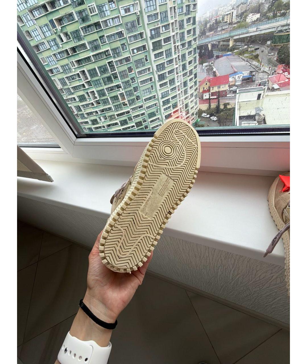 OFF-WHITE Бежевые замшевые кеды, фото 5