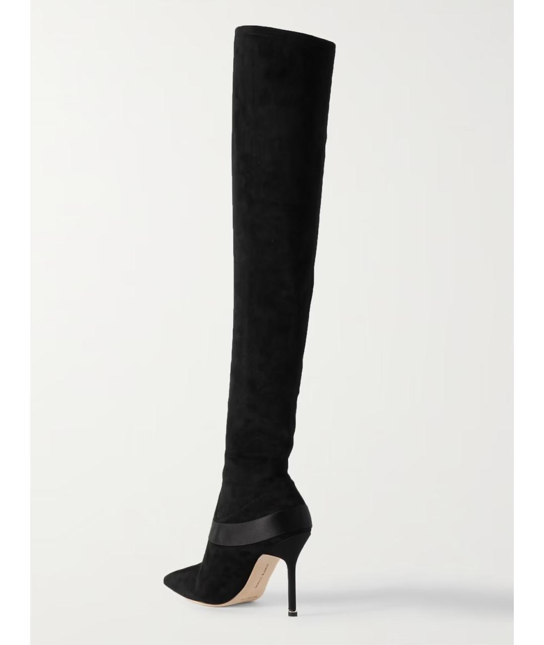 MANOLO BLAHNIK Черные замшевые ботфорты, фото 4