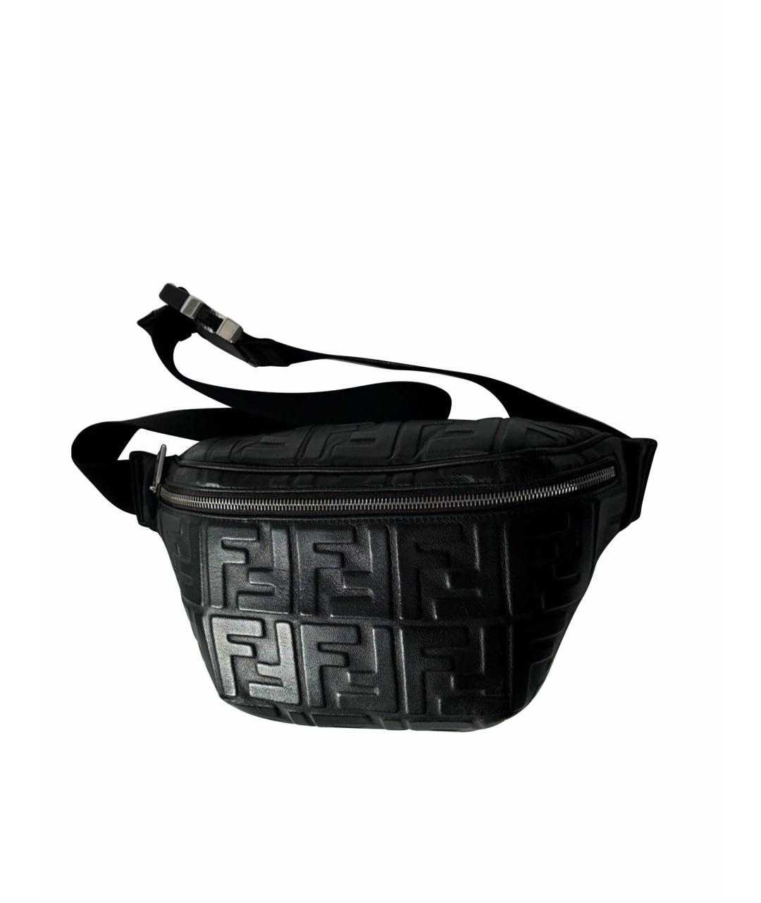 FENDI Черная кожаная поясная сумка, фото 1