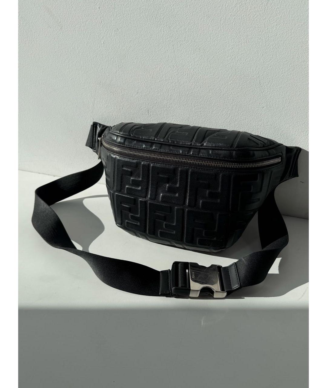 FENDI Черная кожаная поясная сумка, фото 4
