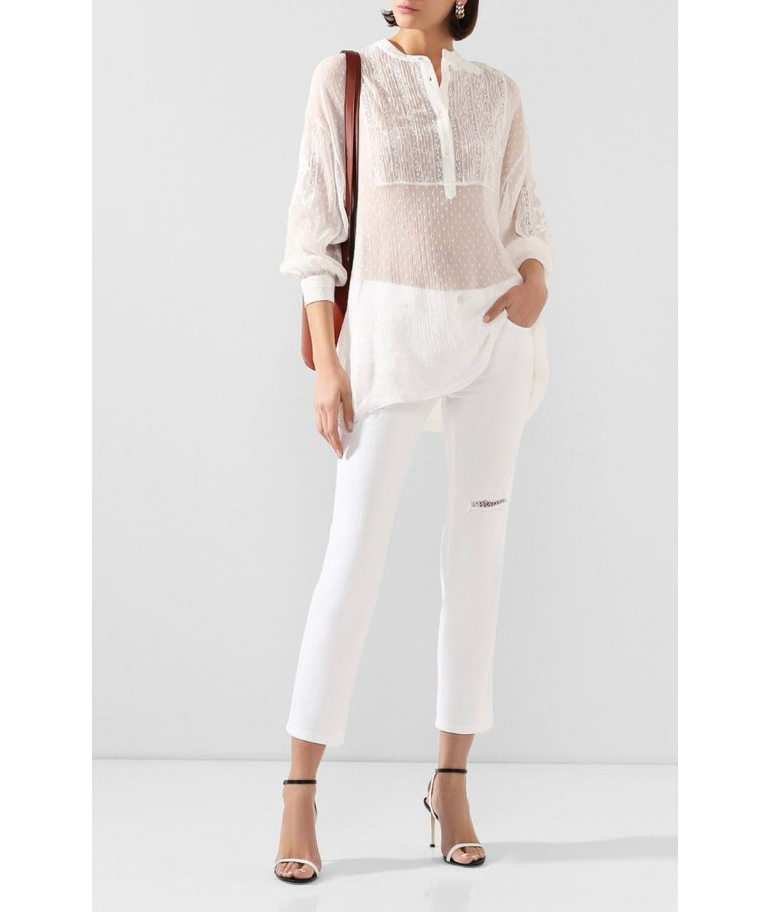 ERMANNO SCERVINO Белые хлопко-эластановые прямые джинсы, фото 2