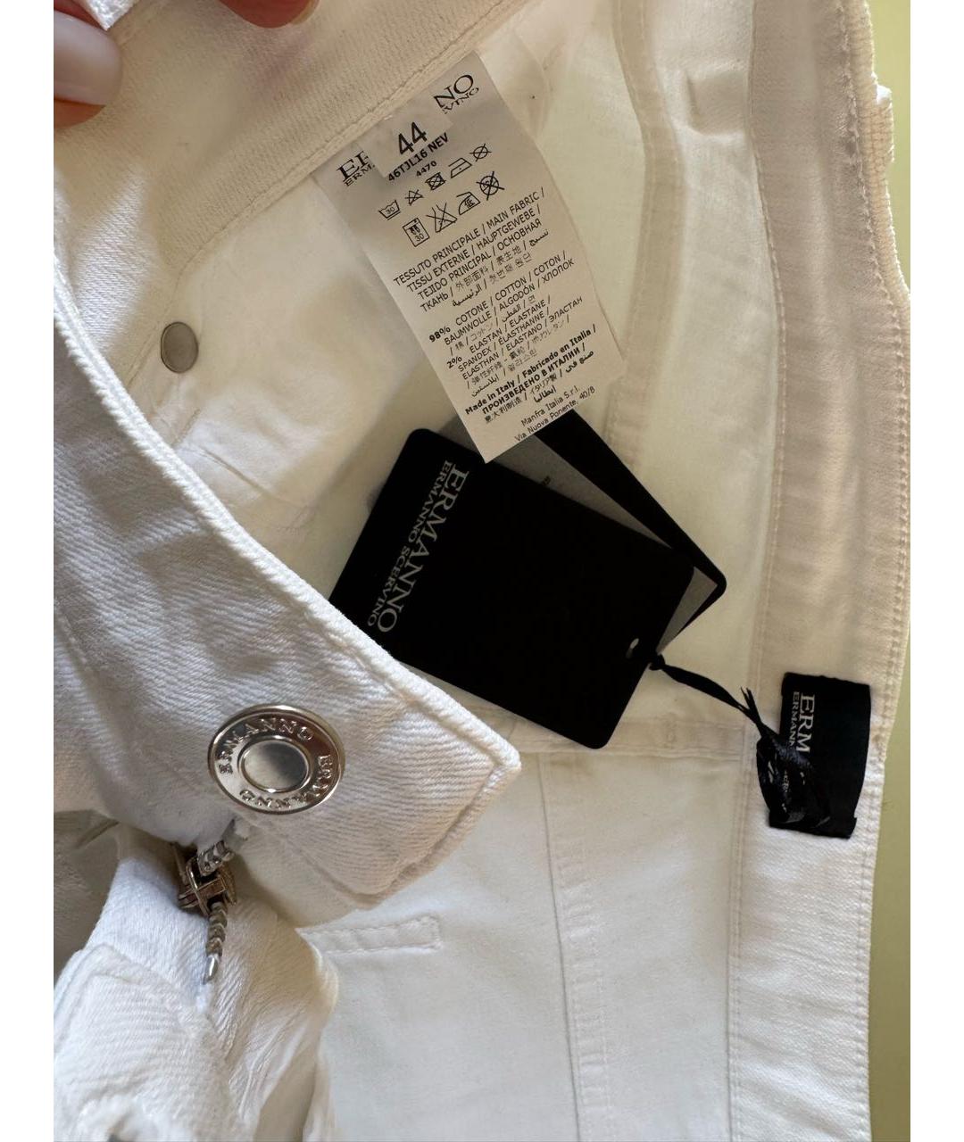 ERMANNO SCERVINO Белые хлопко-эластановые прямые джинсы, фото 8