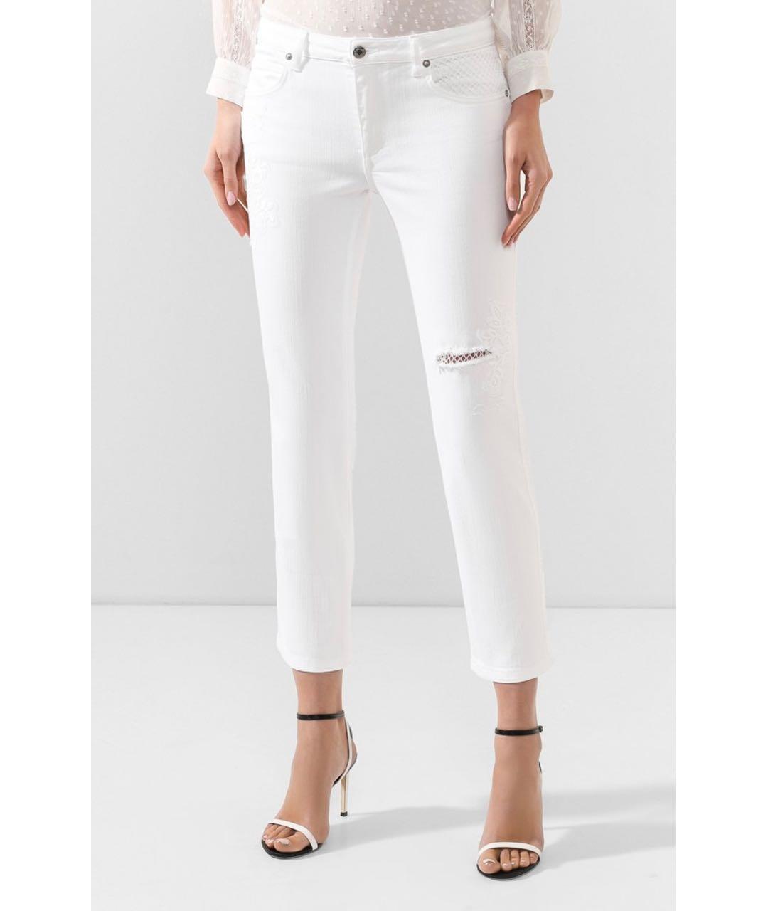 ERMANNO SCERVINO Белые хлопко-эластановые прямые джинсы, фото 3