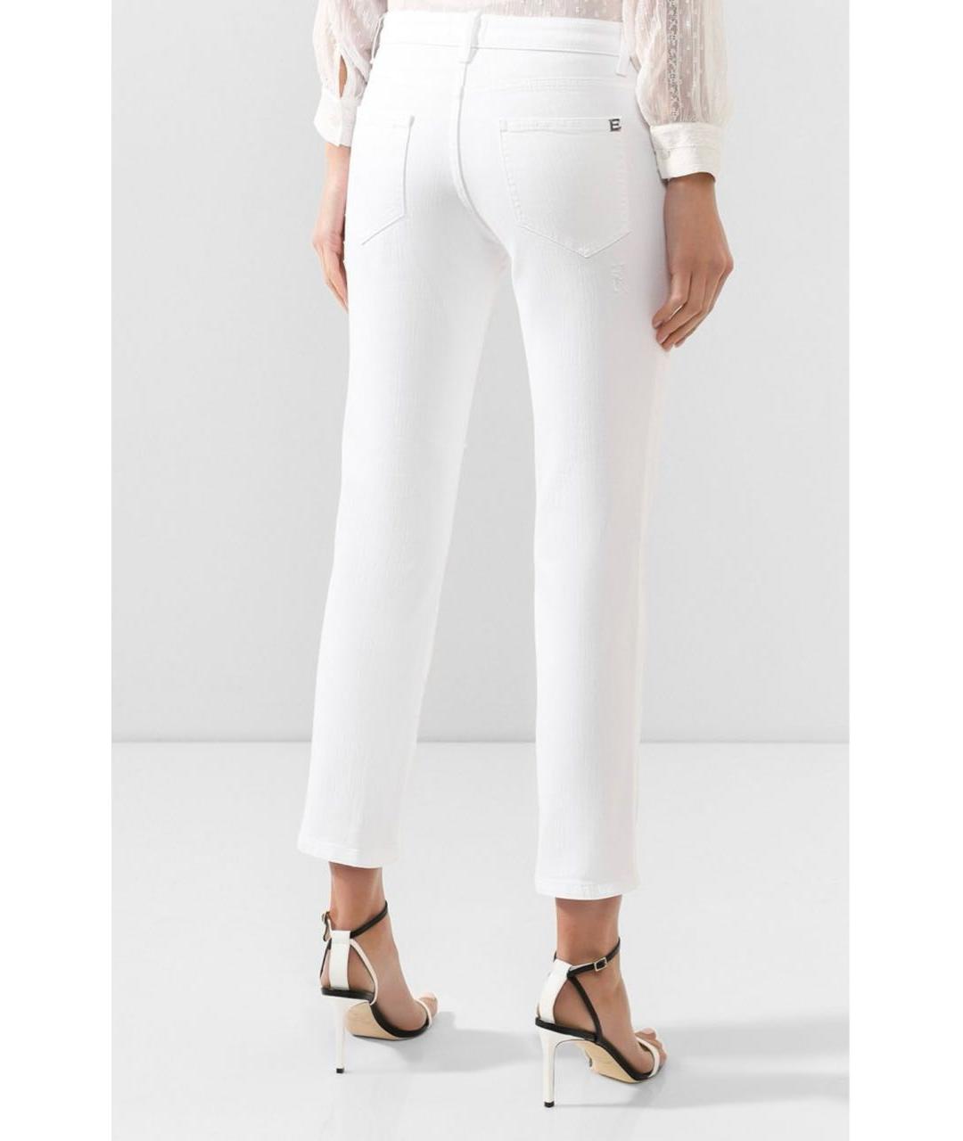 ERMANNO SCERVINO Белые хлопко-эластановые прямые джинсы, фото 4