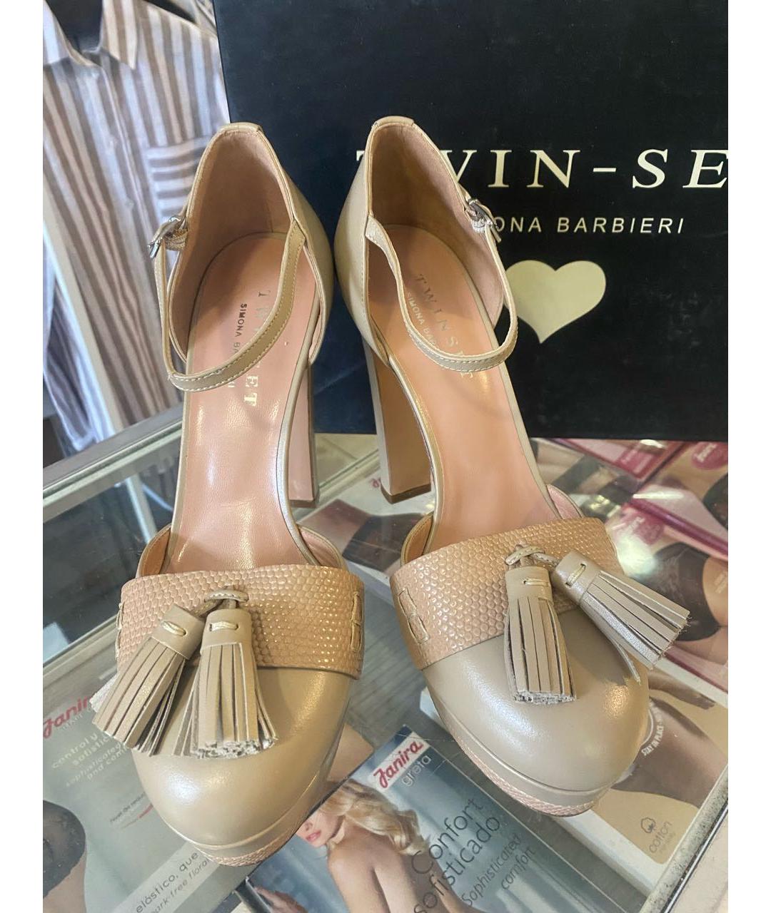 TWIN-SET Бежевые босоножки, фото 4