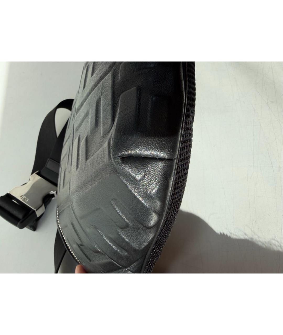 FENDI Черная кожаная поясная сумка, фото 7