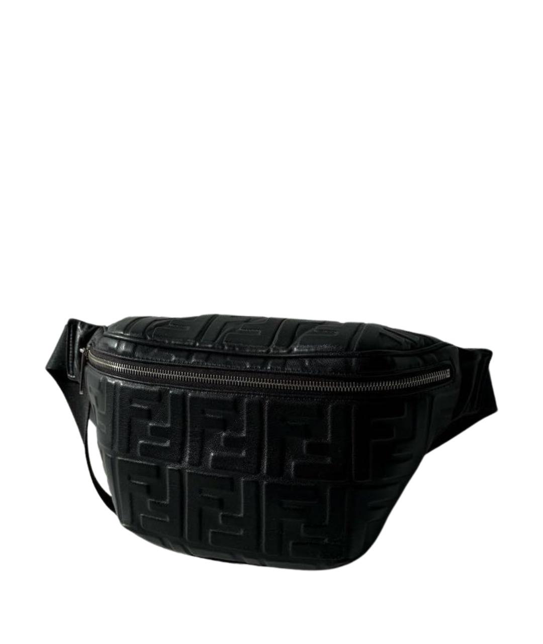 FENDI Черная кожаная поясная сумка, фото 1