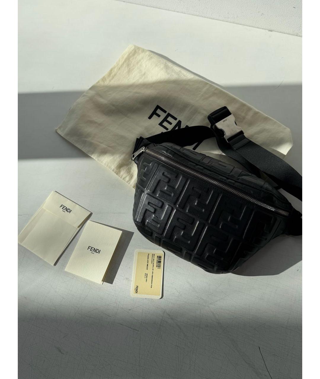 FENDI Черная кожаная поясная сумка, фото 6