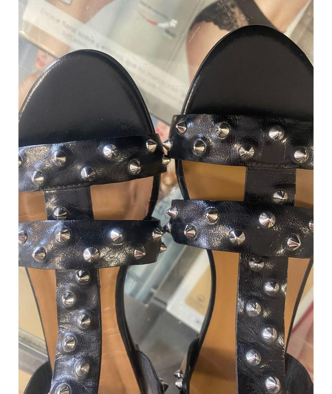 SONIA RYKIEL Черные кожаные сандалии, фото 5