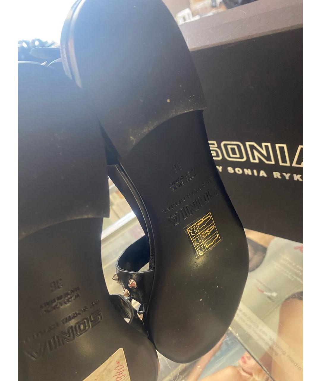 SONIA RYKIEL Черные кожаные сандалии, фото 4