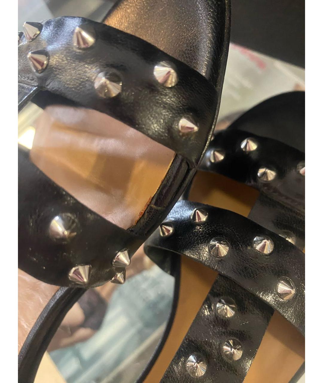 SONIA RYKIEL Черные кожаные сандалии, фото 6