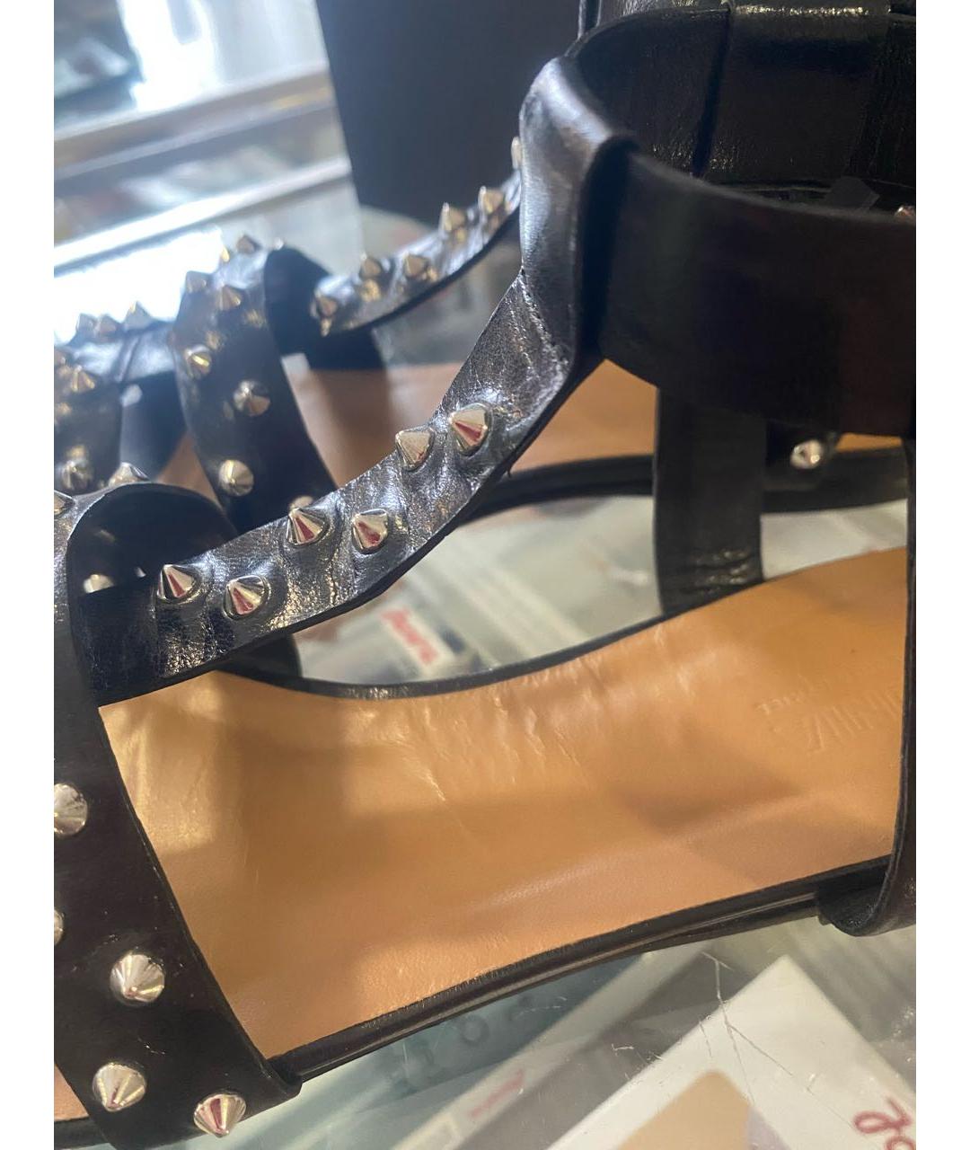 SONIA RYKIEL Черные кожаные сандалии, фото 3