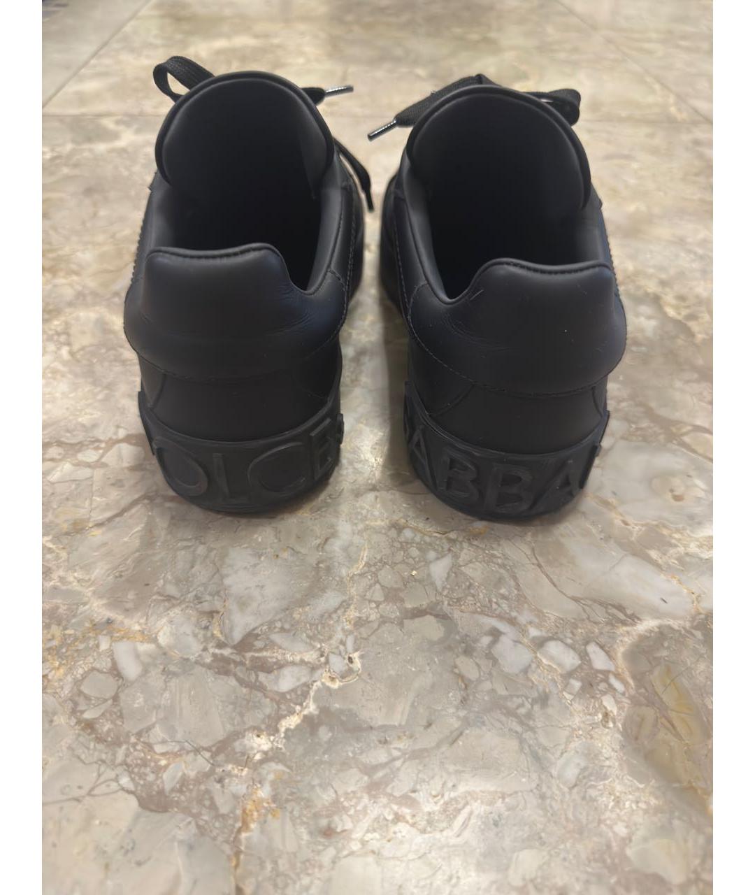 DOLCE&GABBANA Черные кожаные кеды, фото 4