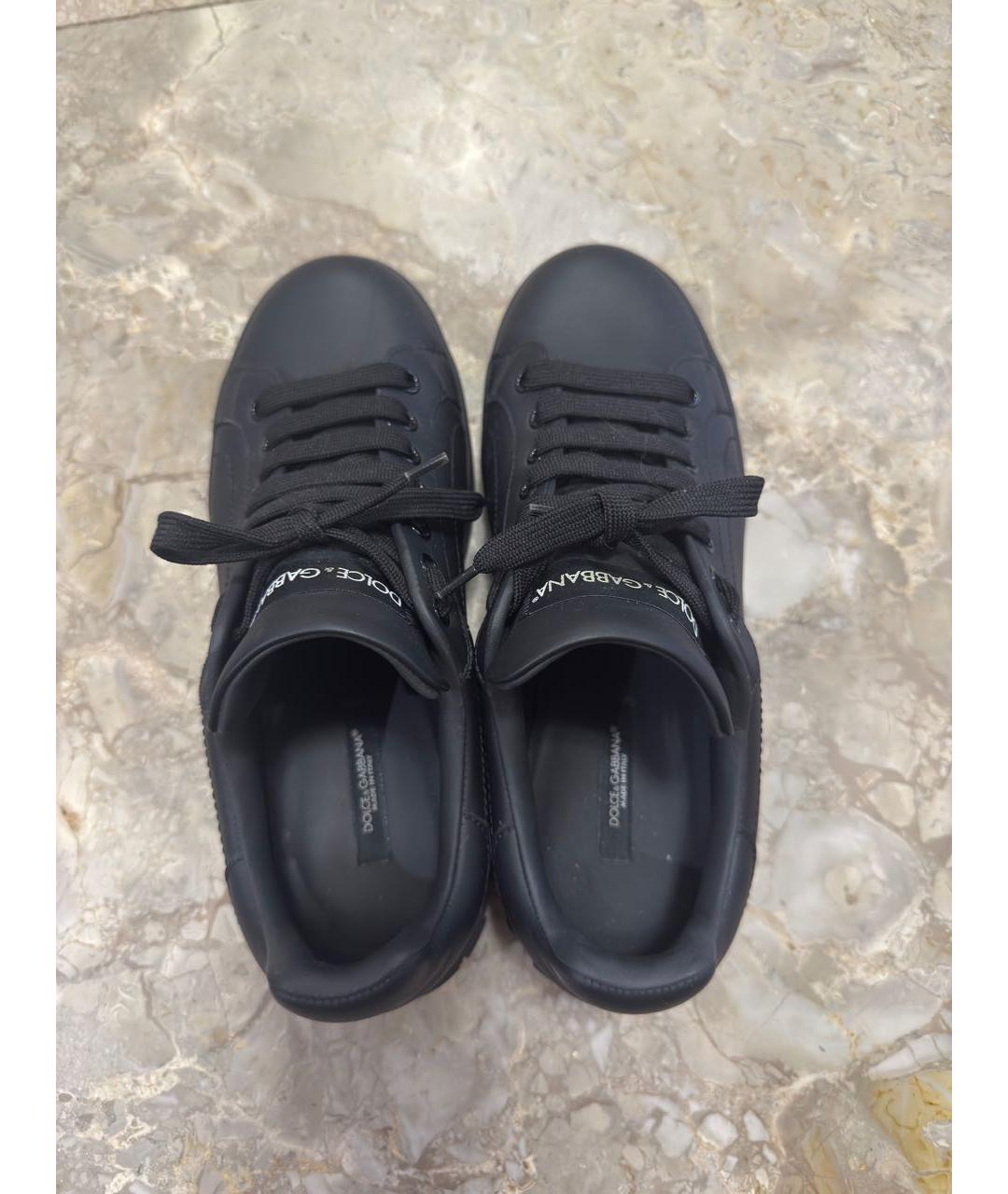 DOLCE&GABBANA Черные кожаные кеды, фото 3