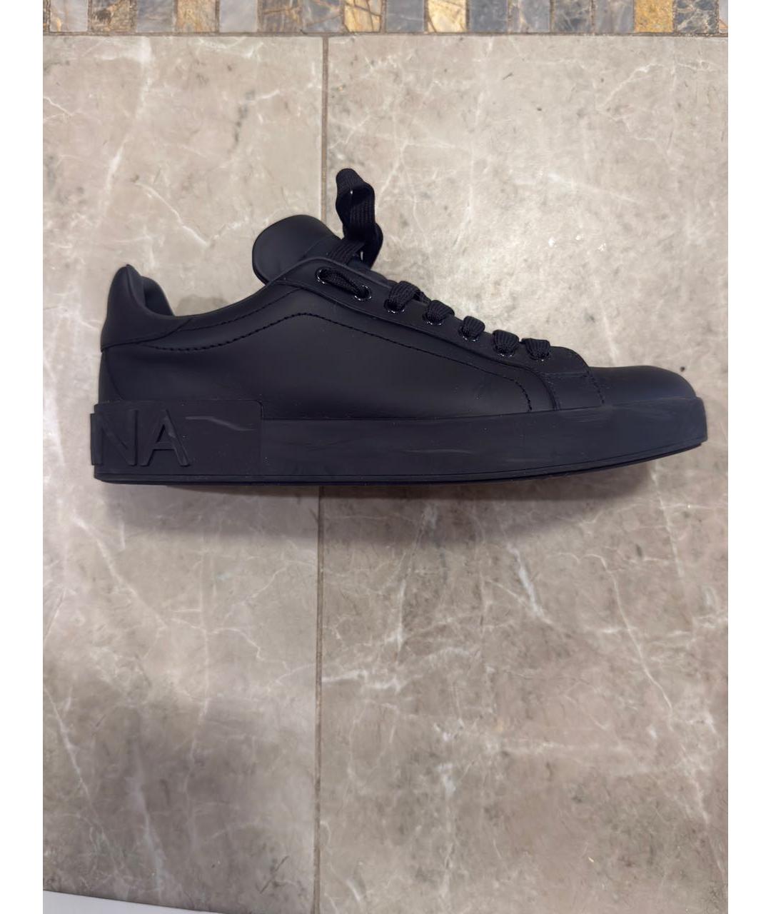 DOLCE&GABBANA Черные кожаные кеды, фото 5