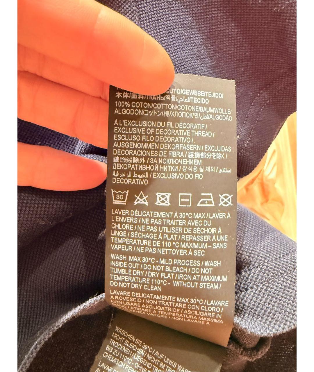 SAINT LAURENT Темно-синяя хлопковая футболка, фото 5