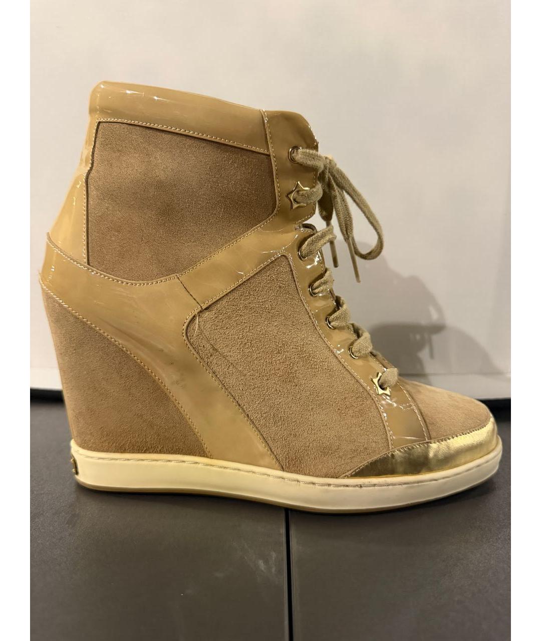 JIMMY CHOO Бежевые замшевые ботильоны, фото 5