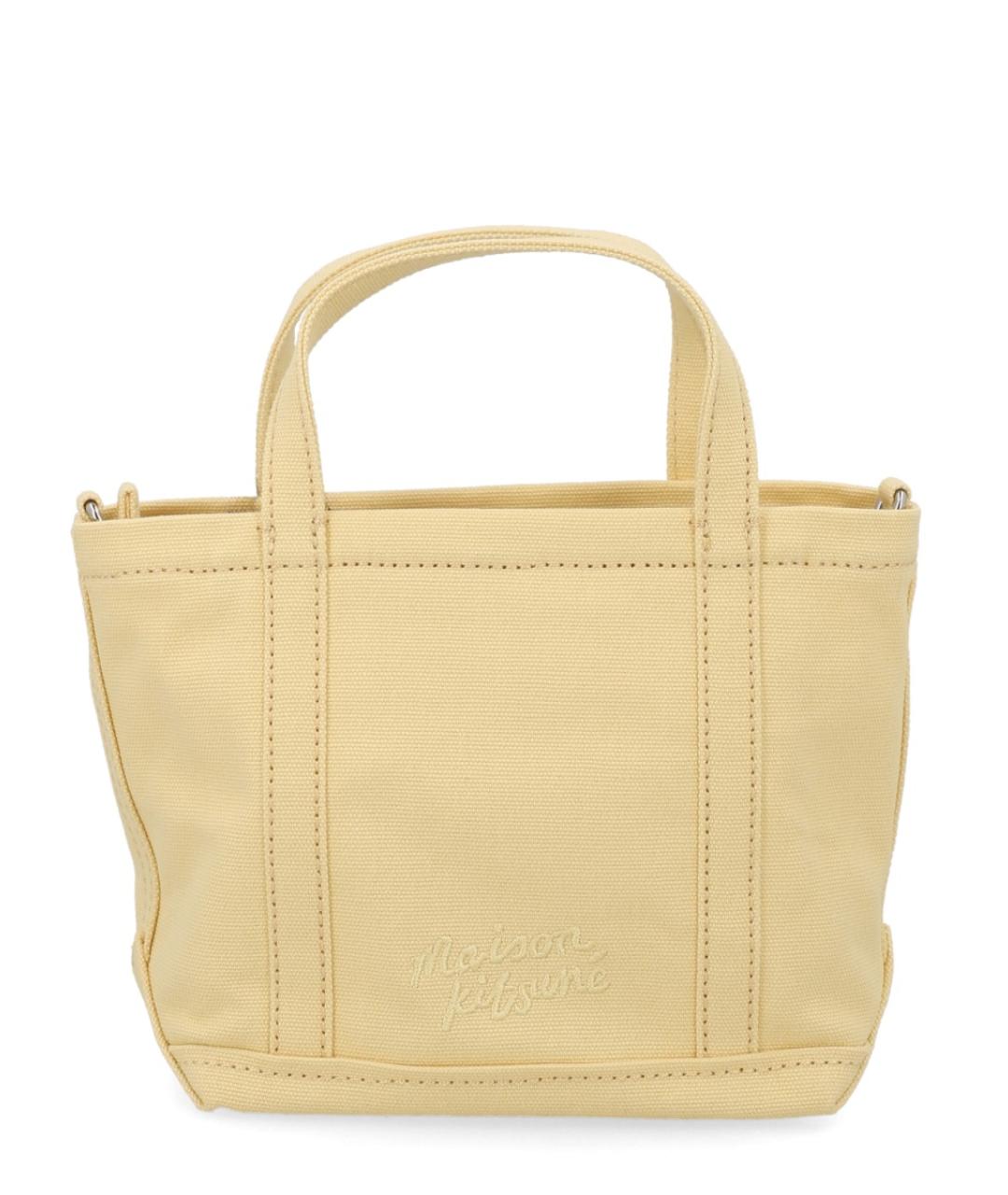 MAISON KITSUNE Бежевая хлопковая сумка тоут, фото 3