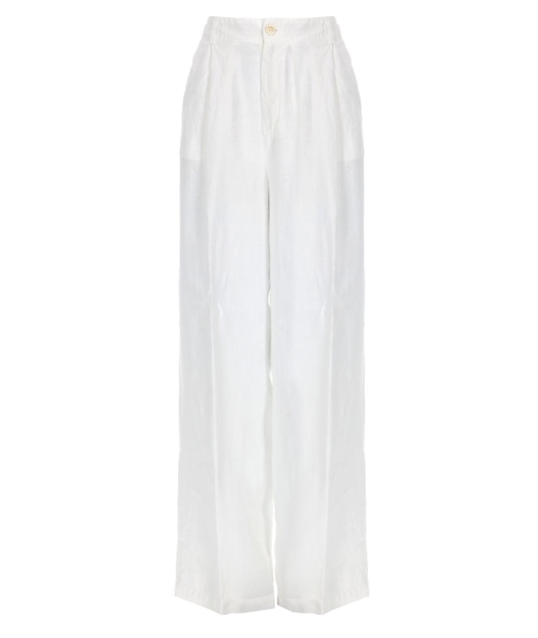 120% LINO Белые льняные прямые брюки, фото 1